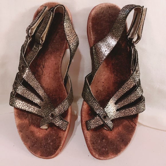 gold walking sandals